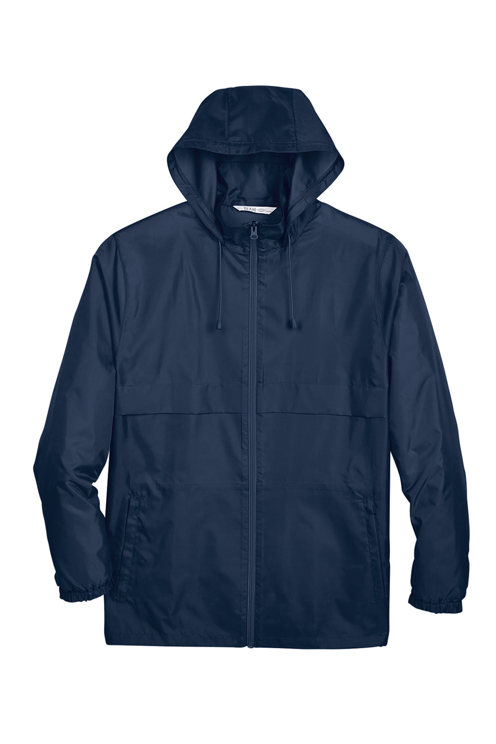 Team 365 TT73 Mens Zone Protect Water Resistant Full Zip Hooded Jacket Dark Navy Blue Flat Front