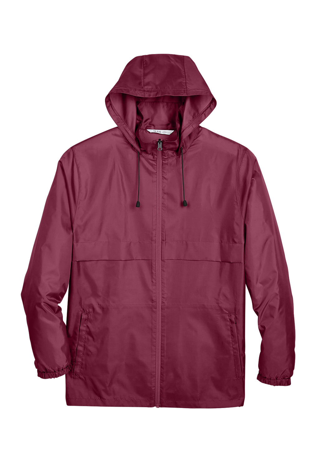 Team 365 TT73 Mens Zone Protect Water Resistant Full Zip Hooded Jacket Maroon Flat Front