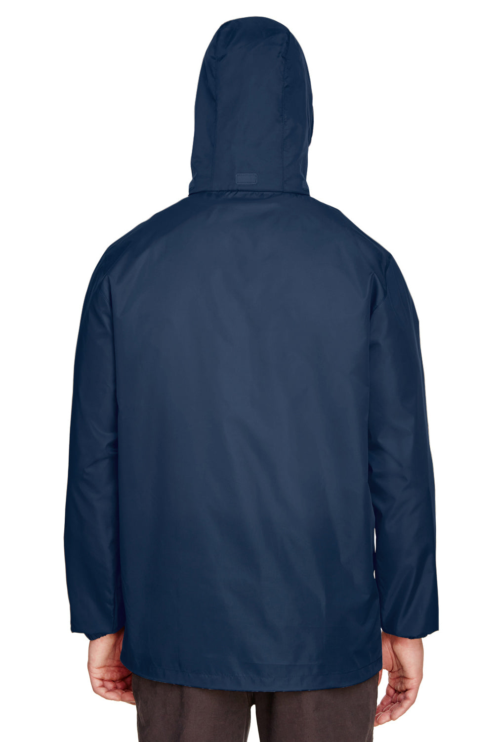 Team 365 TT73 Mens Zone Protect Water Resistant Full Zip Hooded Jacket Dark Navy Blue Model Back