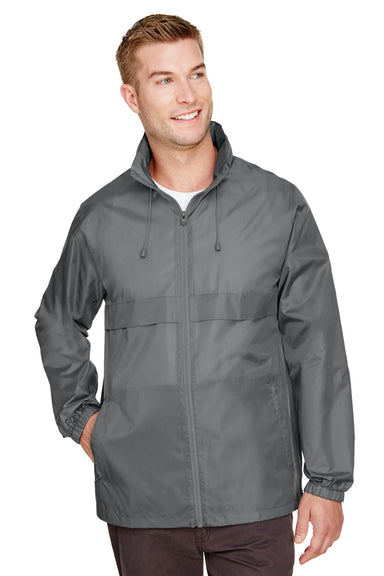 Team 365 TT73 Mens Zone Protect Water Resistant Full Zip Hooded Jacket Graphite Grey Model Front