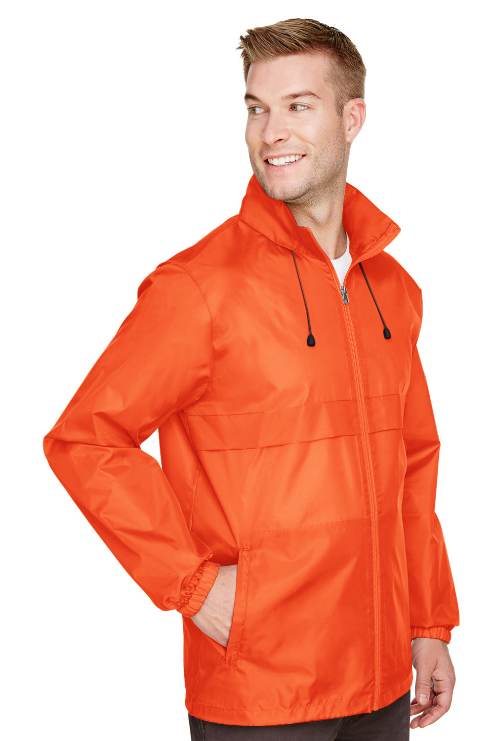 Team 365 TT73 Mens Zone Protect Water Resistant Full Zip Hooded Jacket Orange Model 3q