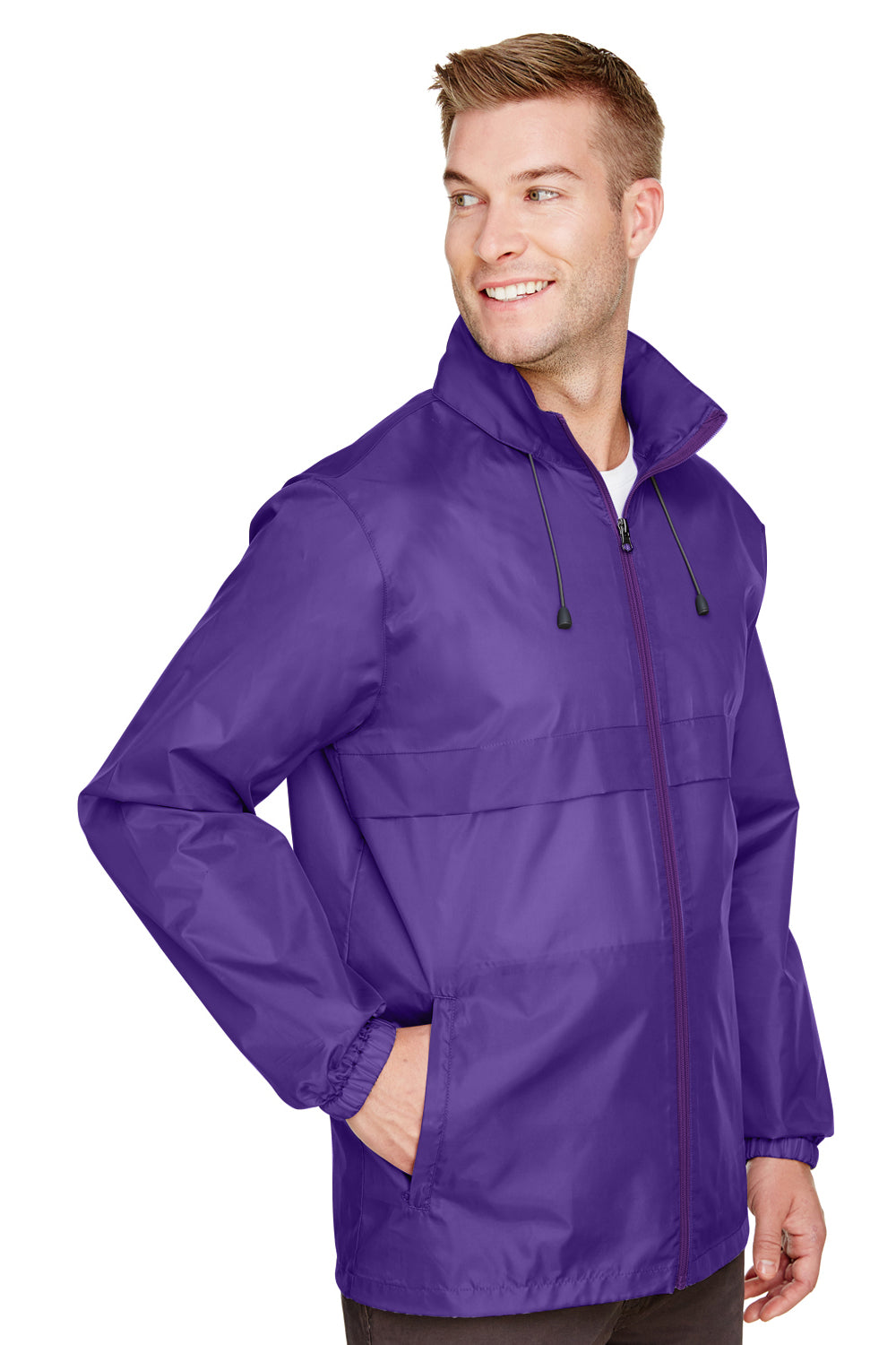 Team 365 TT73 Mens Zone Protect Water Resistant Full Zip Hooded Jacket Purple Model 3q