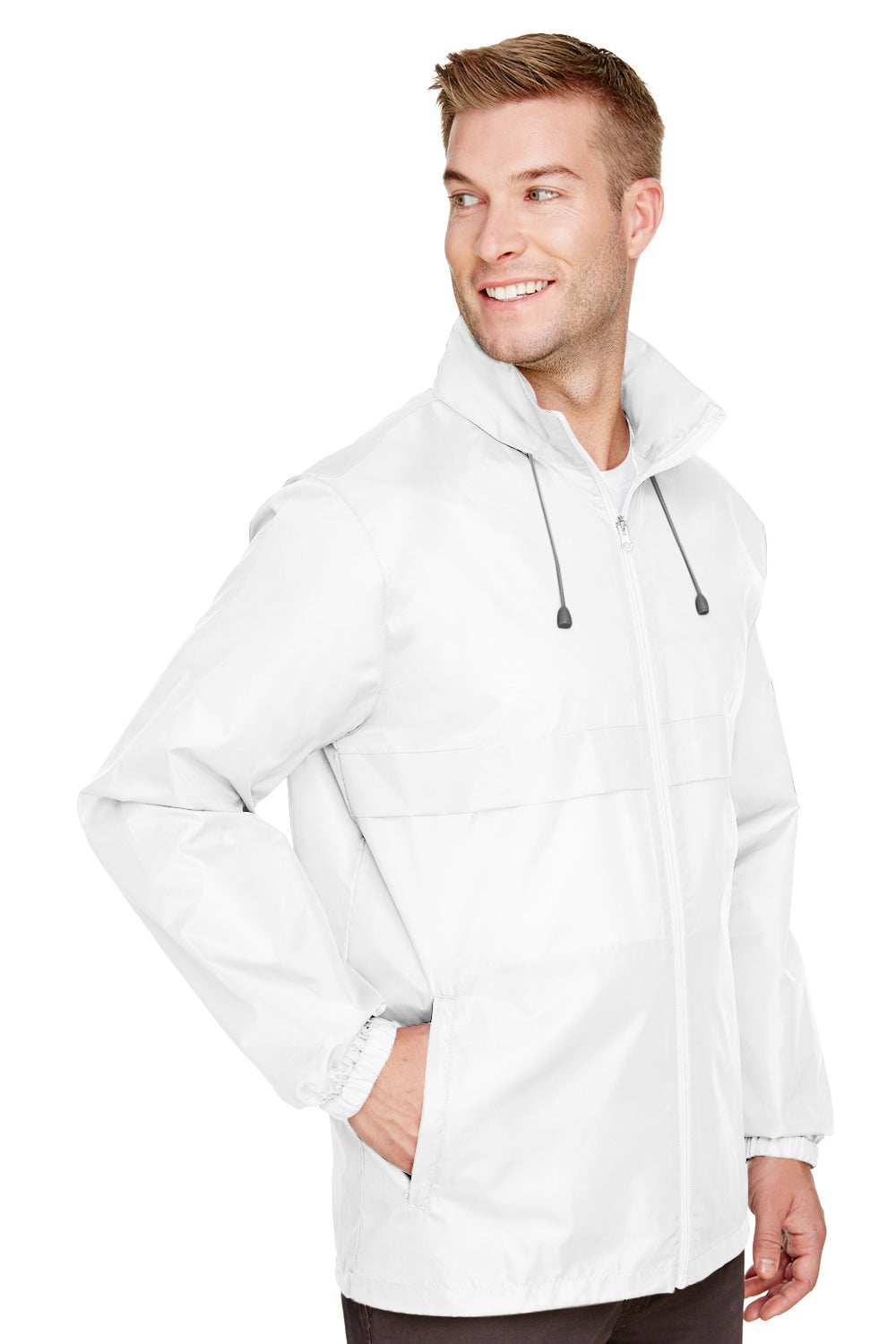 Team 365 TT73 Mens Zone Protect Water Resistant Full Zip Hooded Jacket White Model 3q