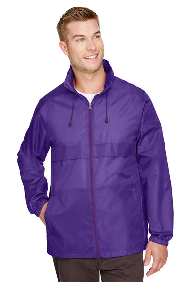 Team 365 TT73 Mens Zone Protect Water Resistant Full Zip Hooded Jacket Purple Model Front