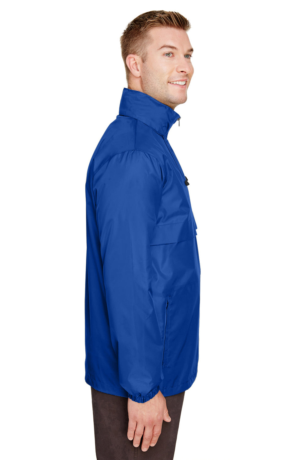 Team 365 TT73 Mens Zone Protect Water Resistant Full Zip Hooded Jacket Royal Blue Model Side