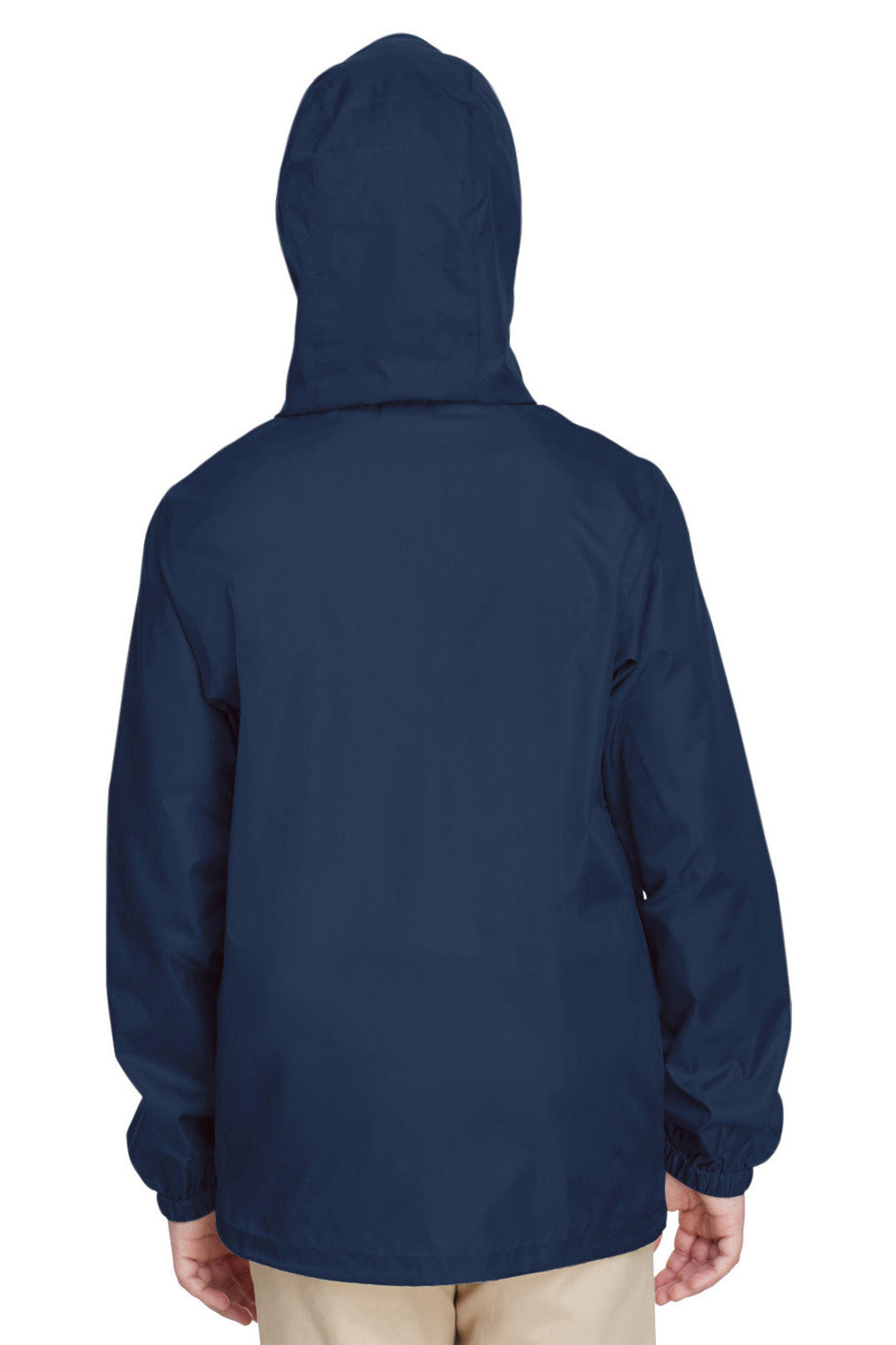 Team 365 TT73Y Youth Zone Protect Water Resistant Full Zip Hooded Jacket Dark Navy Blue Model Back