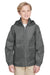 Team 365 TT73Y Youth Zone Protect Water Resistant Full Zip Hooded Jacket Graphite Grey Model Front