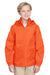 Team 365 TT73Y Youth Zone Protect Water Resistant Full Zip Hooded Jacket Orange Model Front