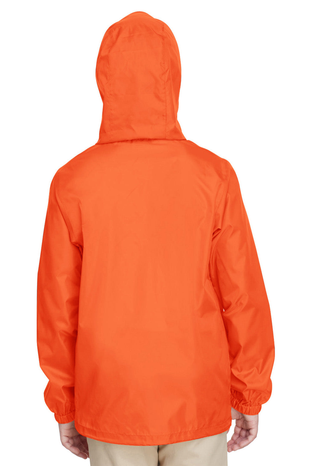 Team 365 TT73Y Youth Zone Protect Water Resistant Full Zip Hooded Jacket Orange Model Back