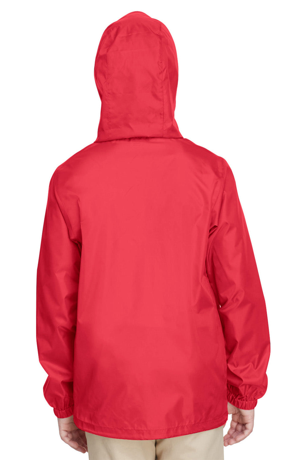 Team 365 TT73Y Youth Zone Protect Water Resistant Full Zip Hooded Jacket Red Model Back