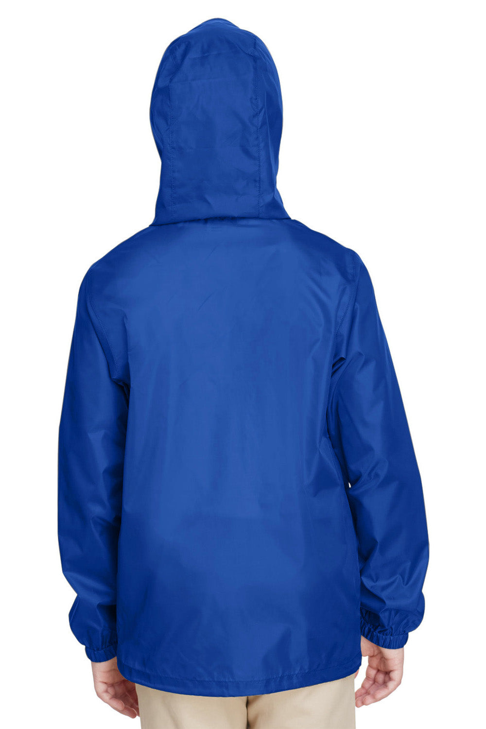 Team 365 TT73Y Youth Zone Protect Water Resistant Full Zip Hooded Jacket Royal Blue Model Back