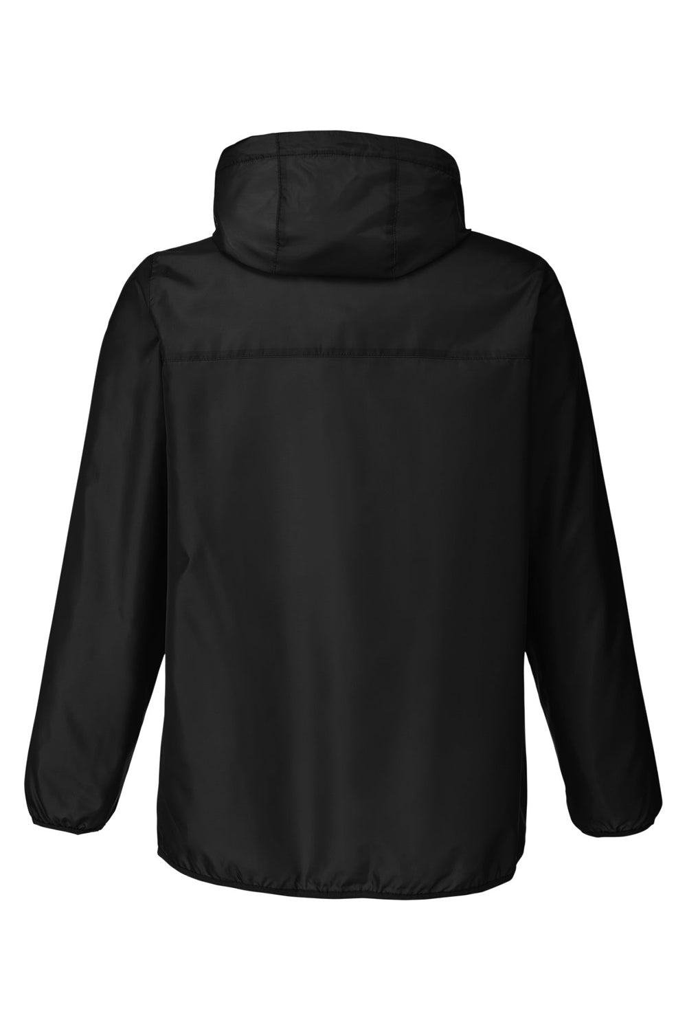 Team 365 TT77 Mens Zone Protect Water Resistant Hooded Packable Hooded 1/4 Zip Anorak Jacket Black Flat Back