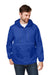 Team 365 TT77 Mens Zone Protect Water Resistant Hooded Packable Hooded 1/4 Zip Anorak Jacket Royal Blue Model Front