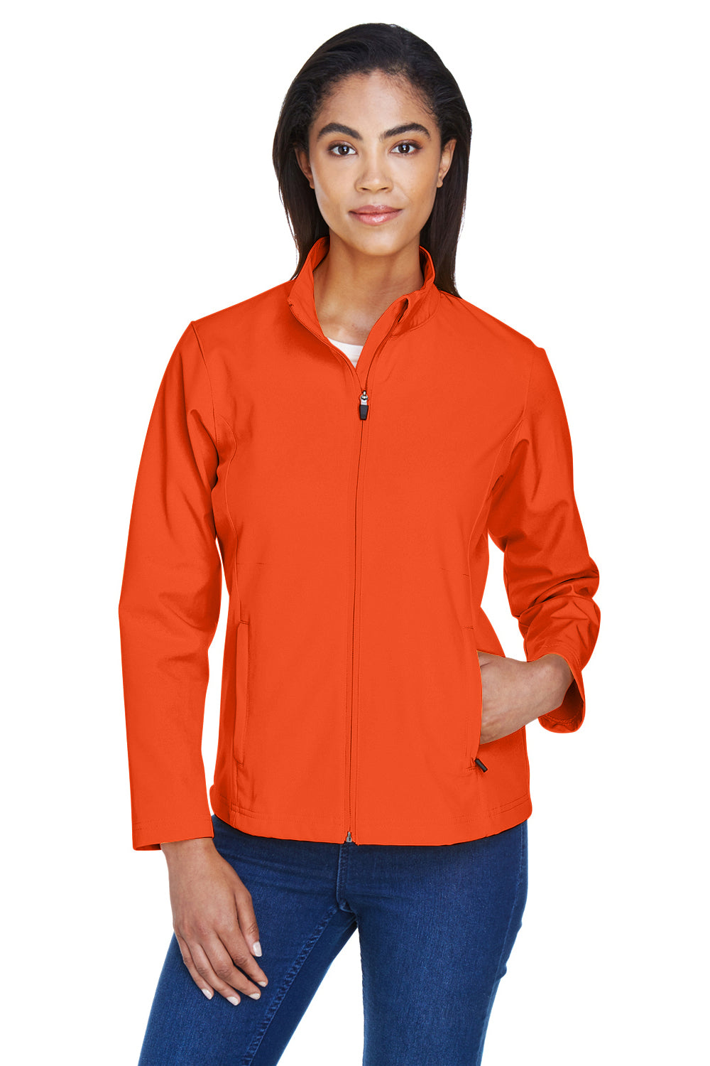 Team 365 TT80W Womens Leader Windproof & Waterproof Full Zip Jacket Orange Model Front