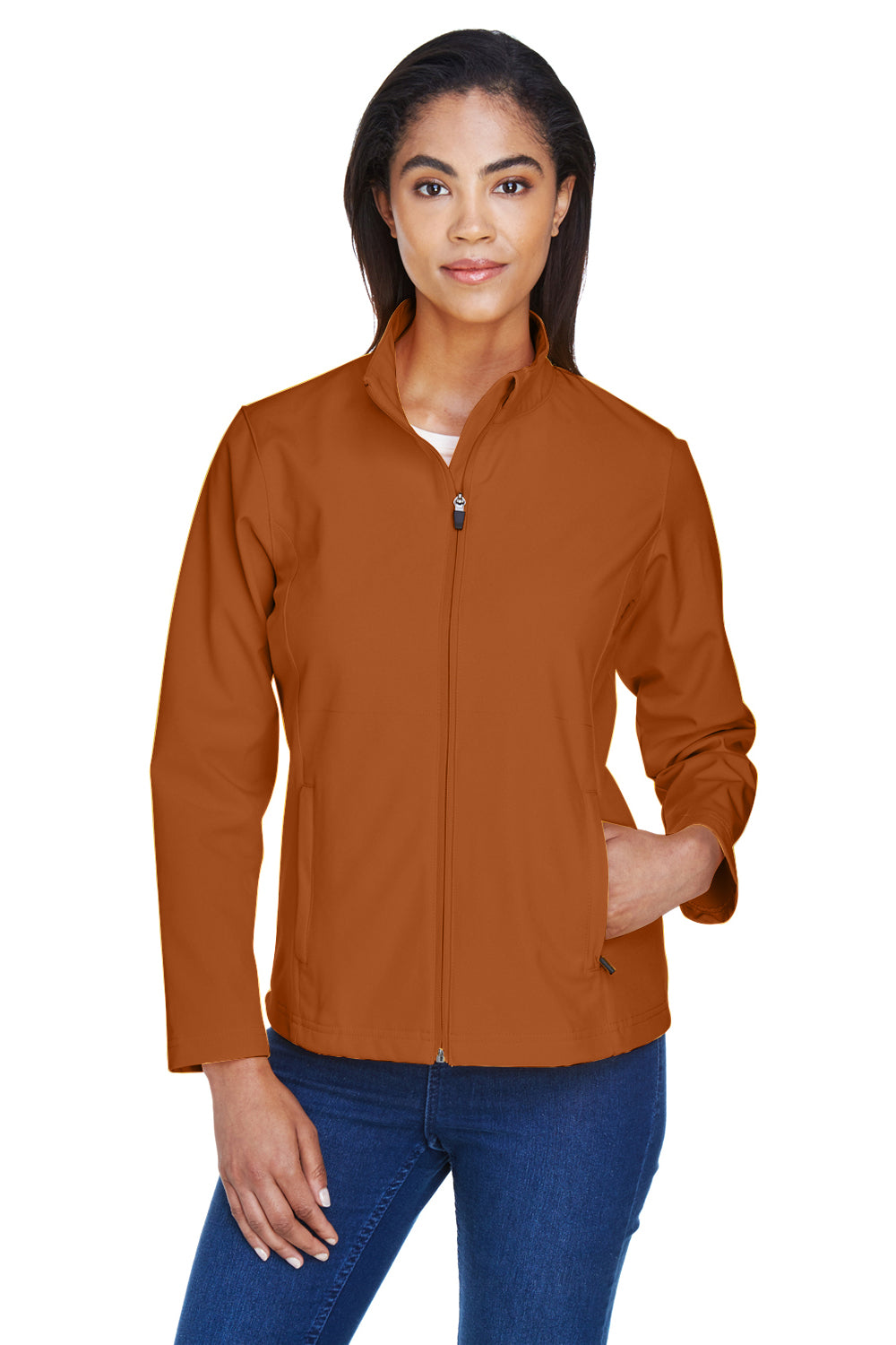 Team 365 TT80W Womens Leader Windproof & Waterproof Full Zip Jacket Burnt Orange Model Front