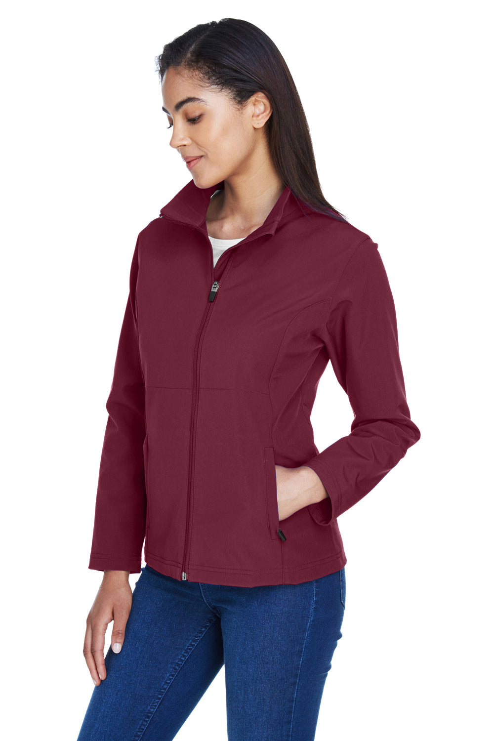 Team 365 TT80W Womens Leader Windproof & Waterproof Full Zip Jacket Maroon Model 3q