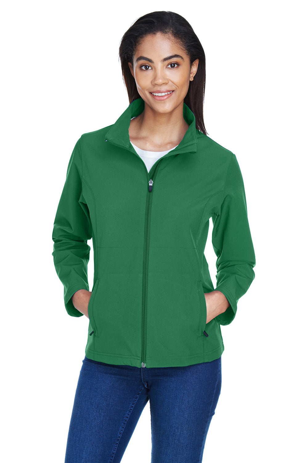 Team 365 TT80W Womens Leader Windproof & Waterproof Full Zip Jacket Dark Green Model Front