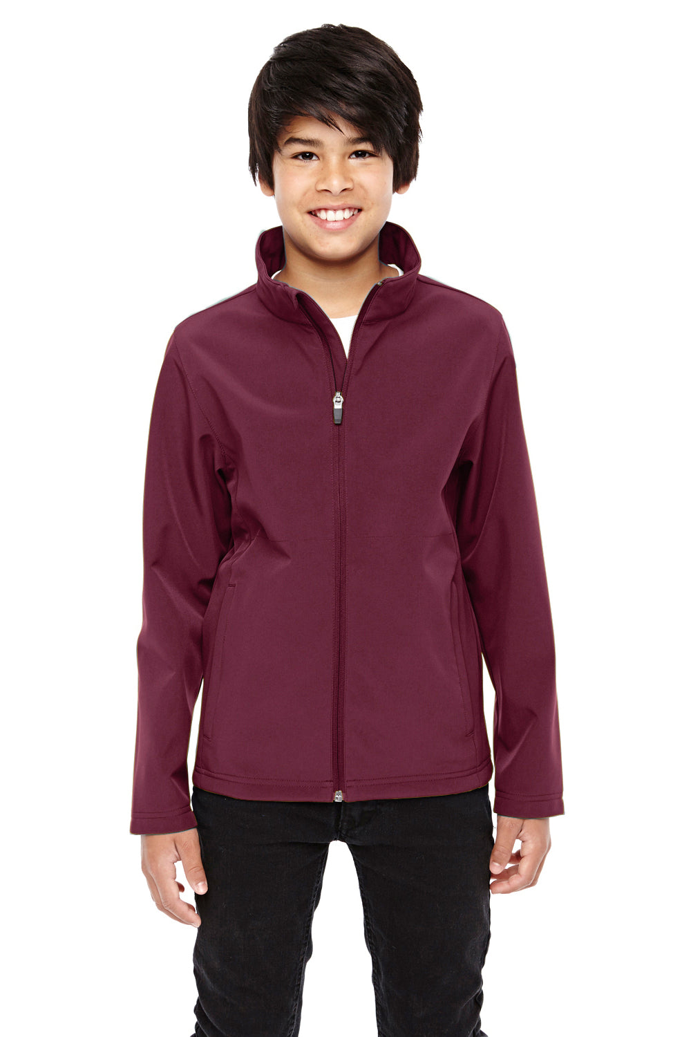 Team 365 TT80Y Youth Leader Windproof & Waterproof Full Zip Jacket Maroon Model Front