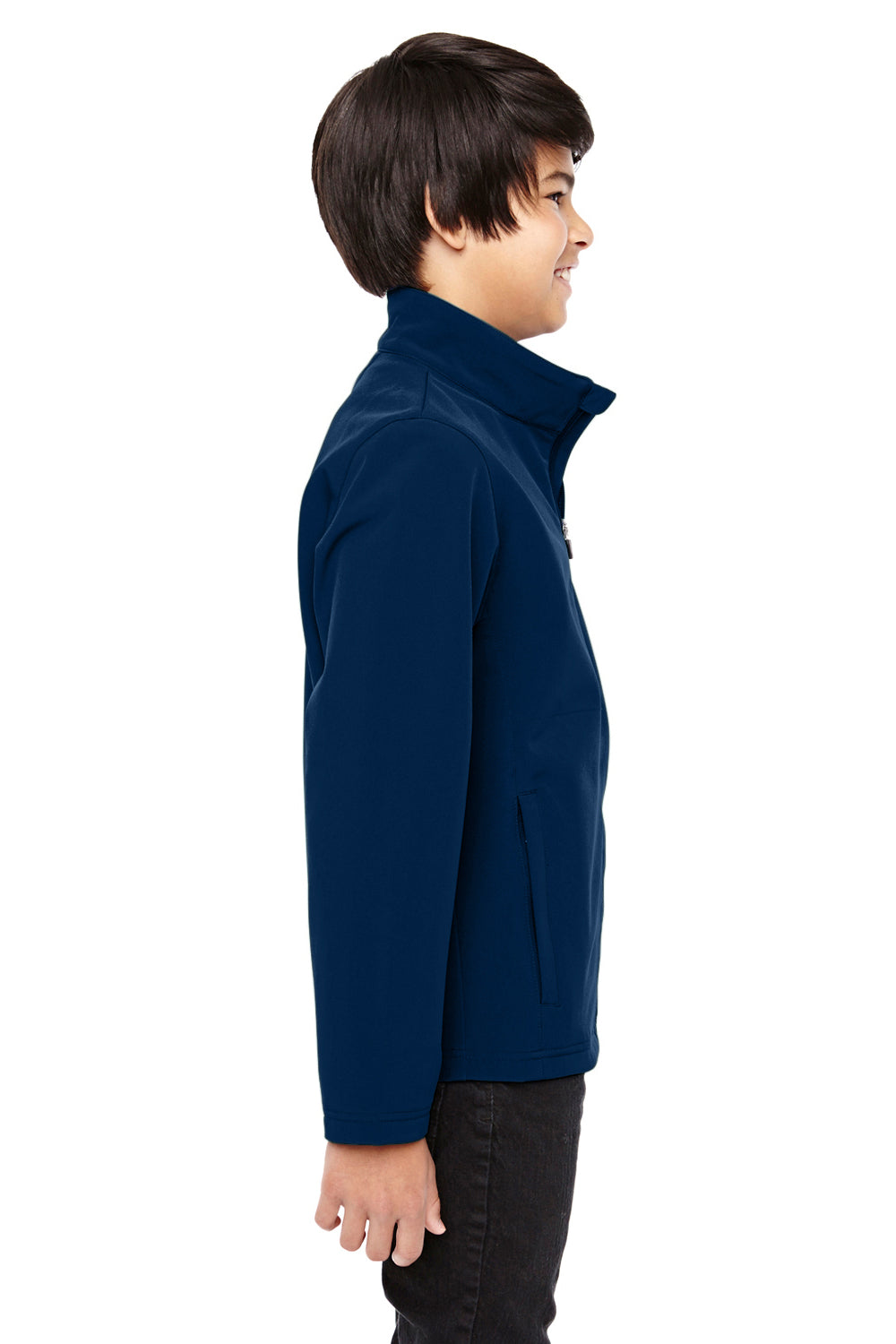 Team 365 TT80Y Youth Leader Windproof & Waterproof Full Zip Jacket Dark Navy Blue Model Side