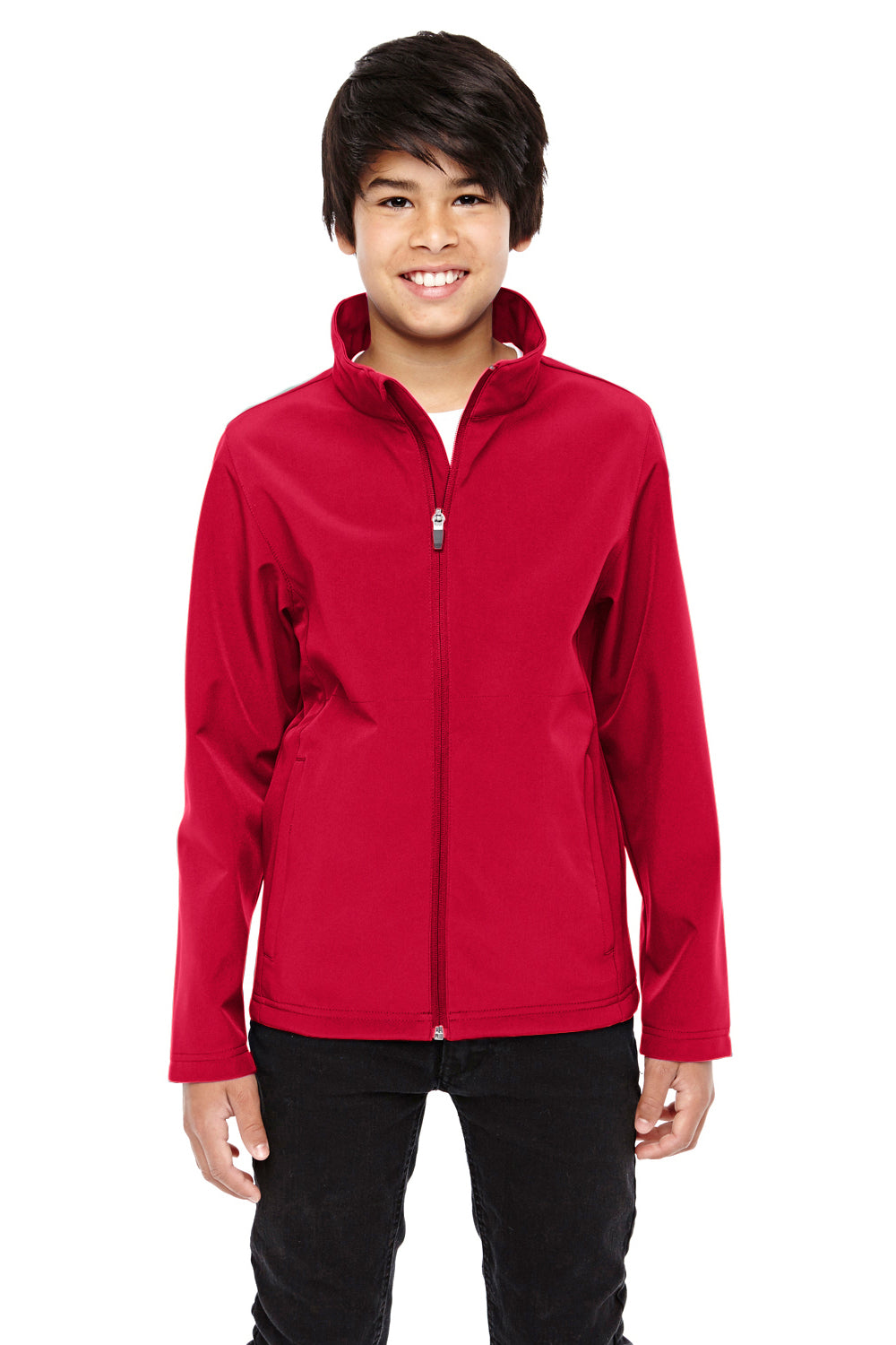 Team 365 TT80Y Youth Leader Windproof & Waterproof Full Zip Jacket Red Model Front