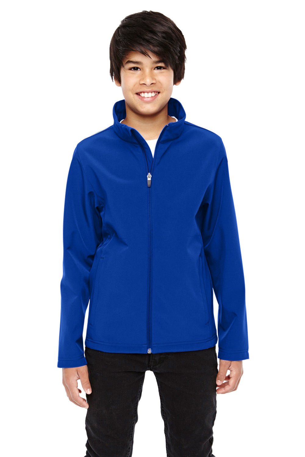 Team 365 TT80Y Youth Leader Windproof & Waterproof Full Zip Jacket Royal Blue Model Front