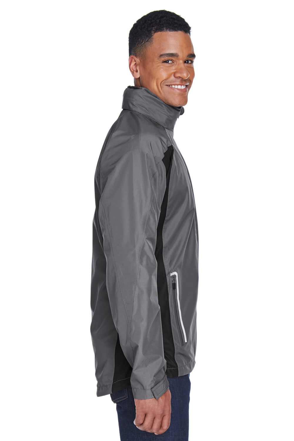 Team 365 TT86 Mens Dominator Waterproof Full Zip Hooded Jacket Graphite Grey Model Side