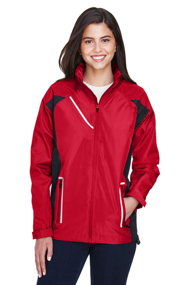 Team 365 TT86W Womens Dominator Waterproof Full Zip Hooded Jacket Red Model Front