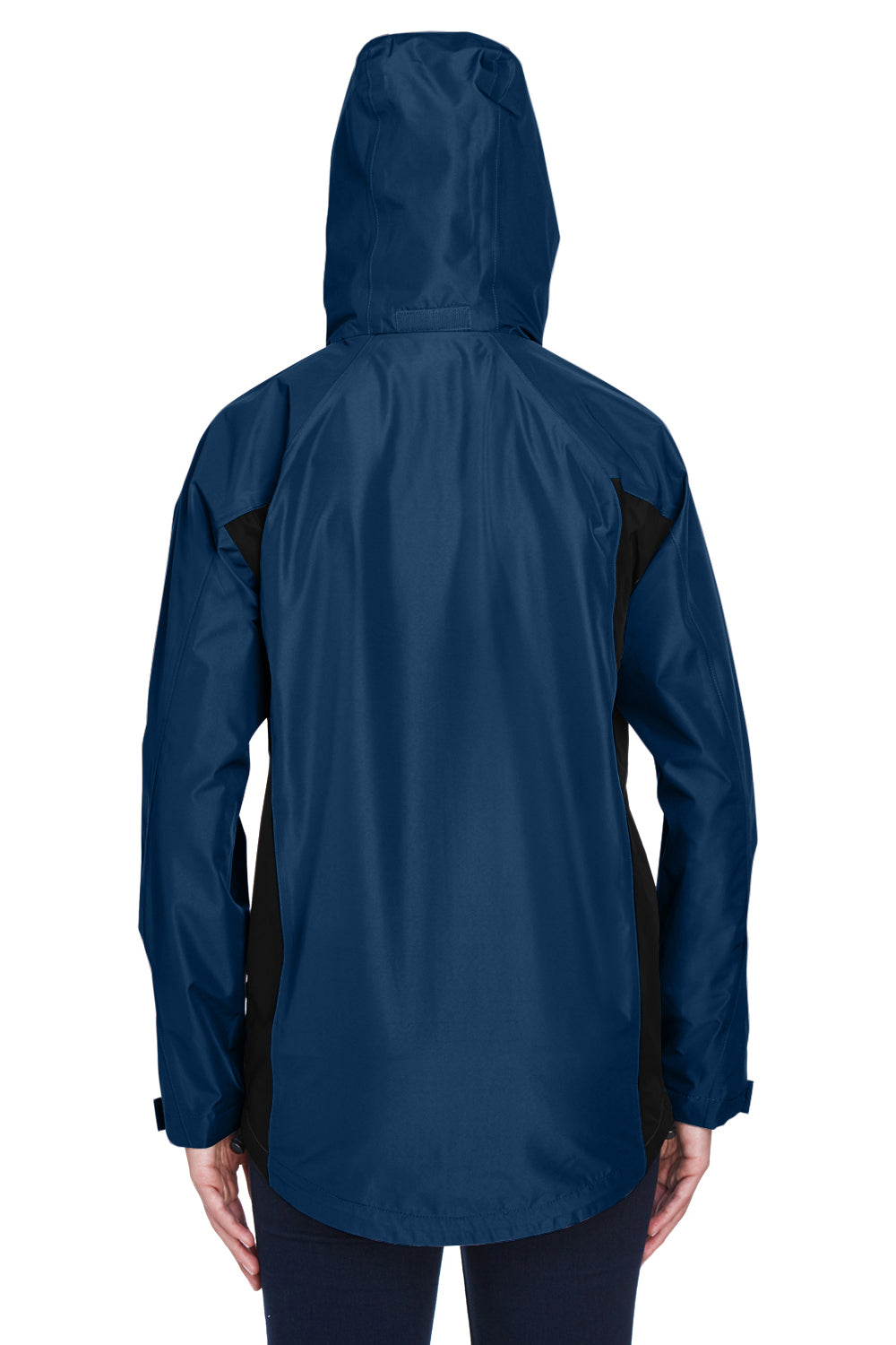 Team 365 TT86W Womens Dominator Waterproof Full Zip Hooded Jacket Dark Navy Blue Model Back