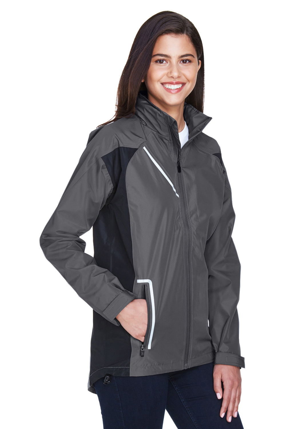 Team 365 TT86W Womens Dominator Waterproof Full Zip Hooded Jacket Graphite Grey Model 3q