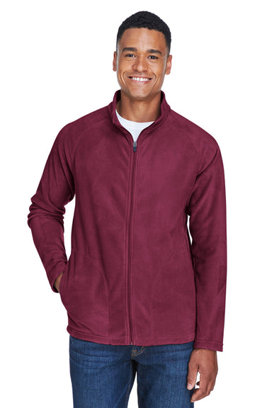 Team 365 TT90 Mens Campus Pill Resistant Microfleece Full Zip Jacket Maroon Model Front