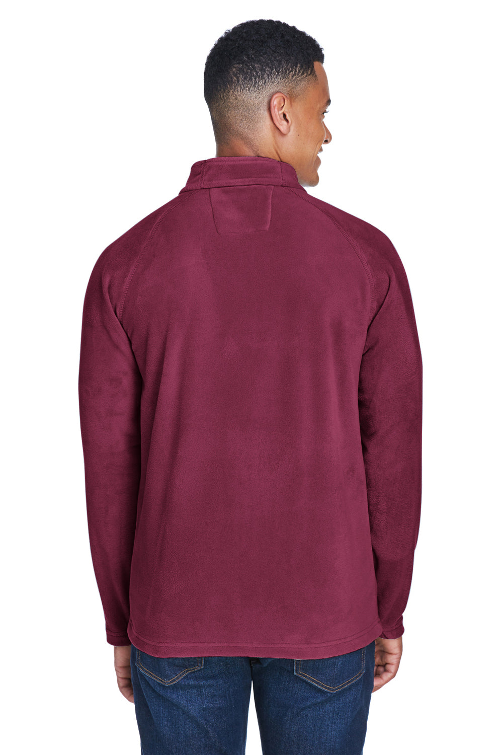 Team 365 TT90 Mens Campus Pill Resistant Microfleece Full Zip Jacket Maroon Model Back