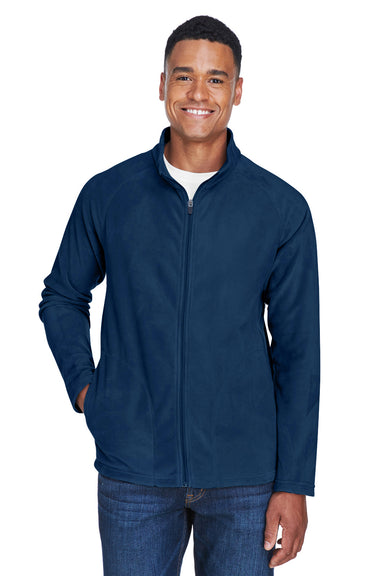 Team 365 TT90 Mens Campus Pill Resistant Microfleece Full Zip Jacket Dark Navy Blue Model Front