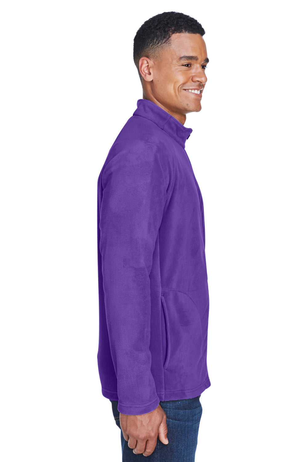 Team 365 TT90 Mens Campus Pill Resistant Microfleece Full Zip Jacket Purple Model Side