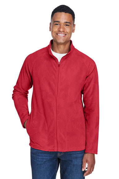 Team 365 TT90 Mens Campus Pill Resistant Microfleece Full Zip Jacket Red Model Front