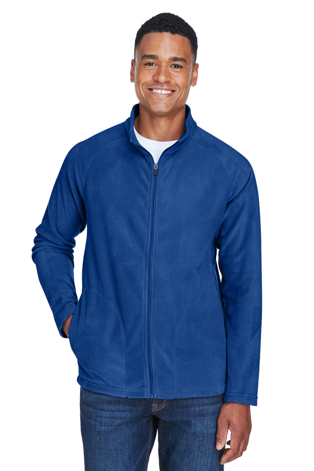 Team 365 TT90 Mens Campus Pill Resistant Microfleece Full Zip Jacket Royal Blue Model Front