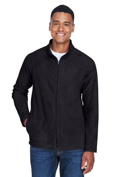 Team 365 TT90 Mens Campus Pill Resistant Microfleece Full Zip Jacket Black Model Front