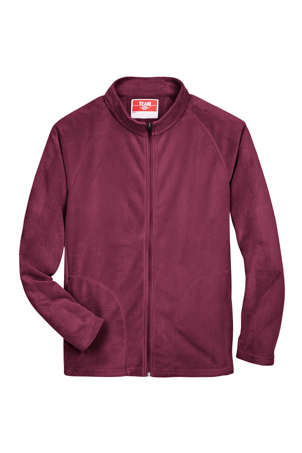 Team 365 TT90 Mens Campus Pill Resistant Microfleece Full Zip Jacket Maroon Flat Front