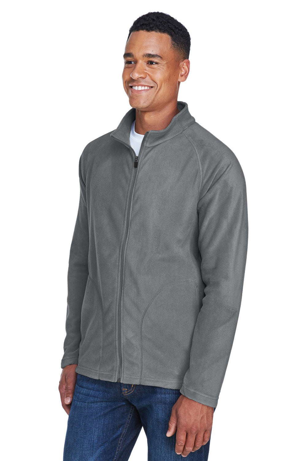 Team 365 TT90 Mens Campus Pill Resistant Microfleece Full Zip Jacket Graphite Grey Model 3q