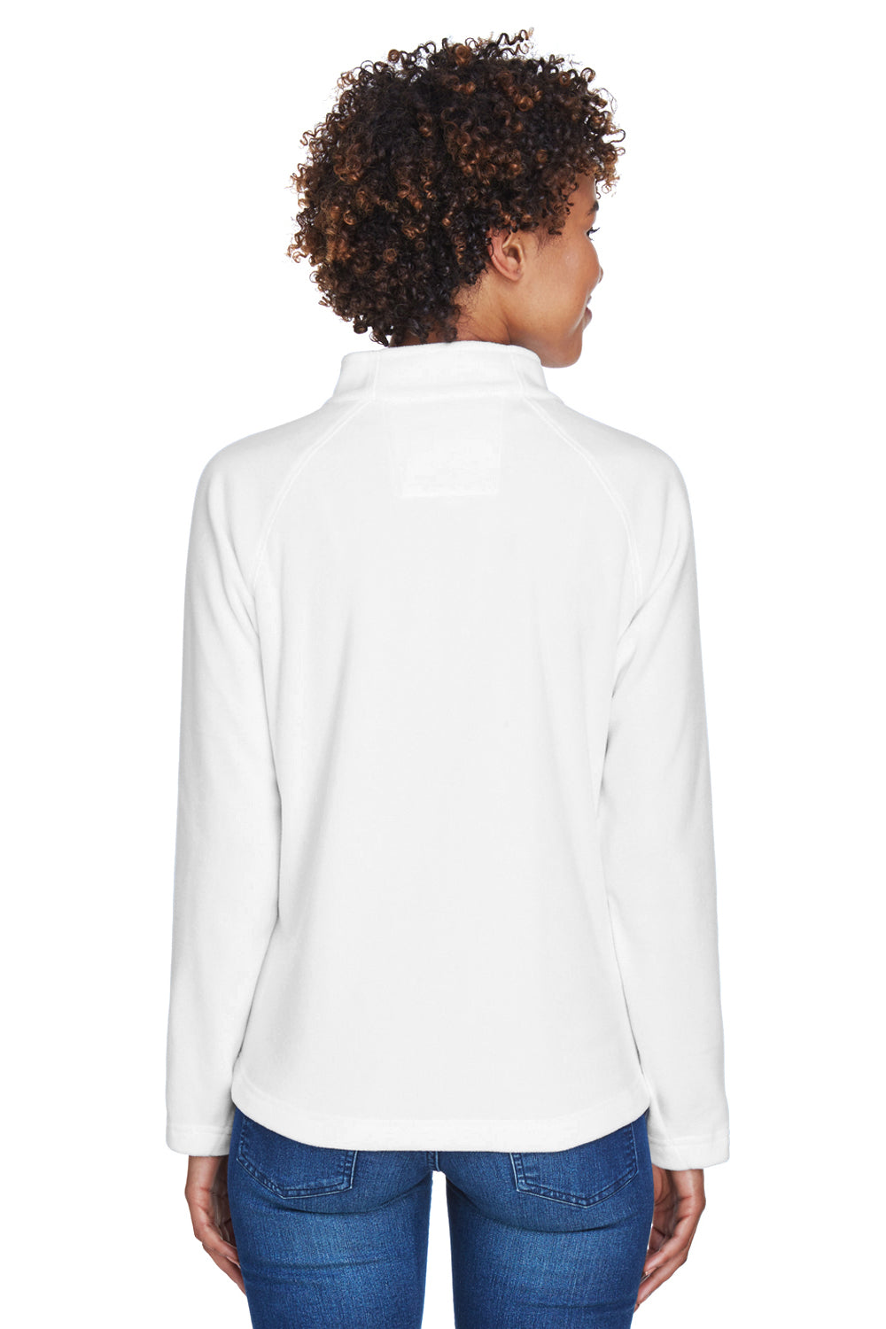 Team 365 TT90W Womens Campus Pill Resistant Microfleece Full Zip Jacket White Model Back