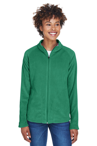 Team 365 TT90W Womens Campus Pill Resistant Microfleece Full Zip Jacket Kelly Green Model Front