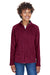 Team 365 TT90W Womens Campus Pill Resistant Microfleece Full Zip Jacket Maroon Model Front