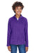 Team 365 TT90W Womens Campus Pill Resistant Microfleece Full Zip Jacket Purple Model Front