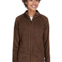 Team 365 Womens Campus Pill Resistant Microfleece Full Zip Jacket - Dark Brown