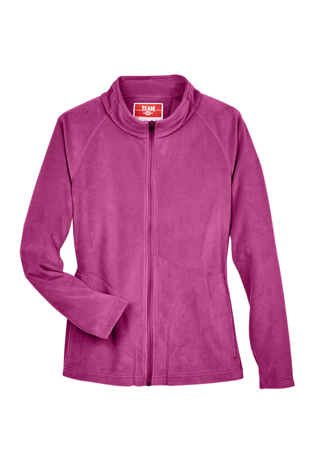 Team 365 TT90W Womens Campus Pill Resistant Microfleece Full Zip Jacket Charity Pink Flat Front