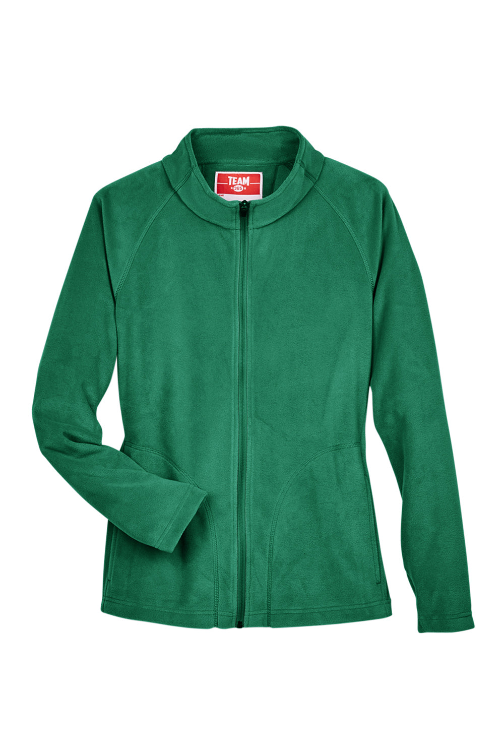 Team 365 TT90W Womens Campus Pill Resistant Microfleece Full Zip Jacket Kelly Green Flat Front