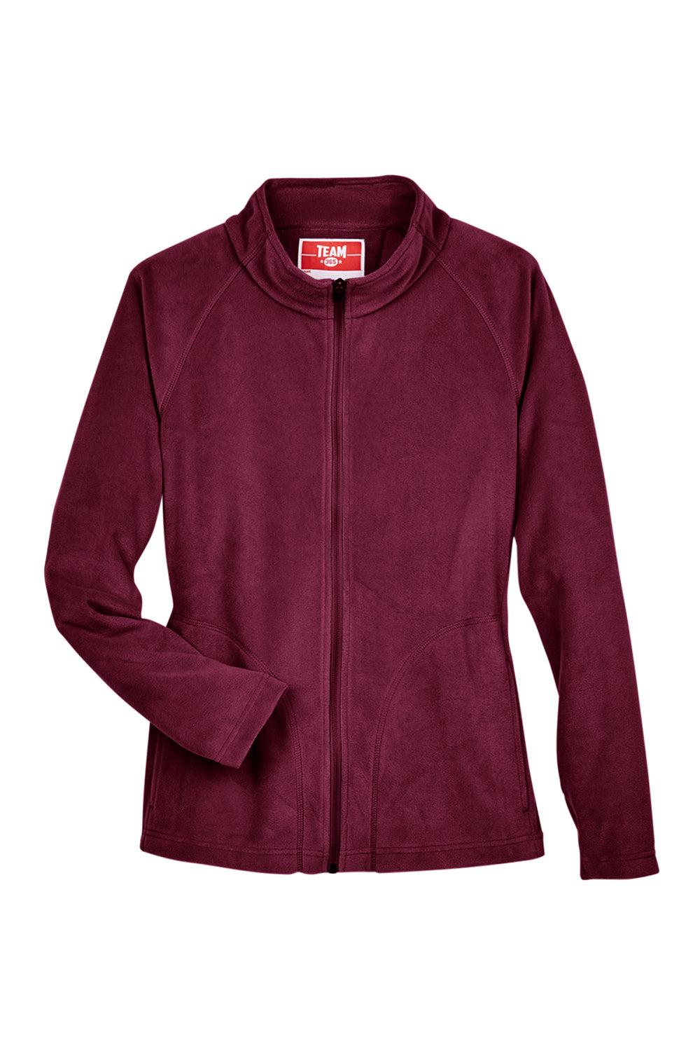 Team 365 TT90W Womens Campus Pill Resistant Microfleece Full Zip Jacket Maroon Flat Front