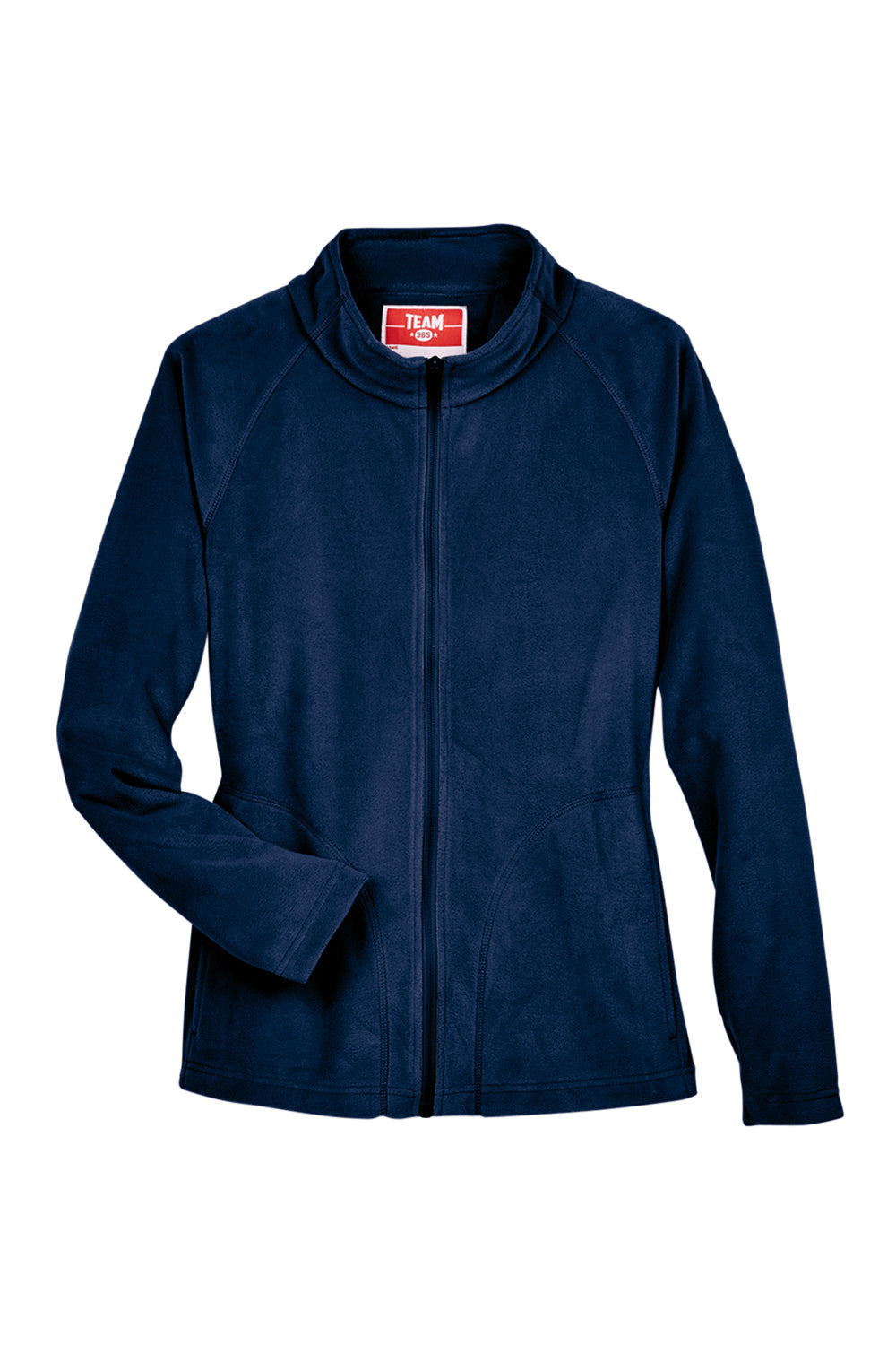 Team 365 TT90W Womens Campus Pill Resistant Microfleece Full Zip Jacket Dark Navy Blue Flat Front