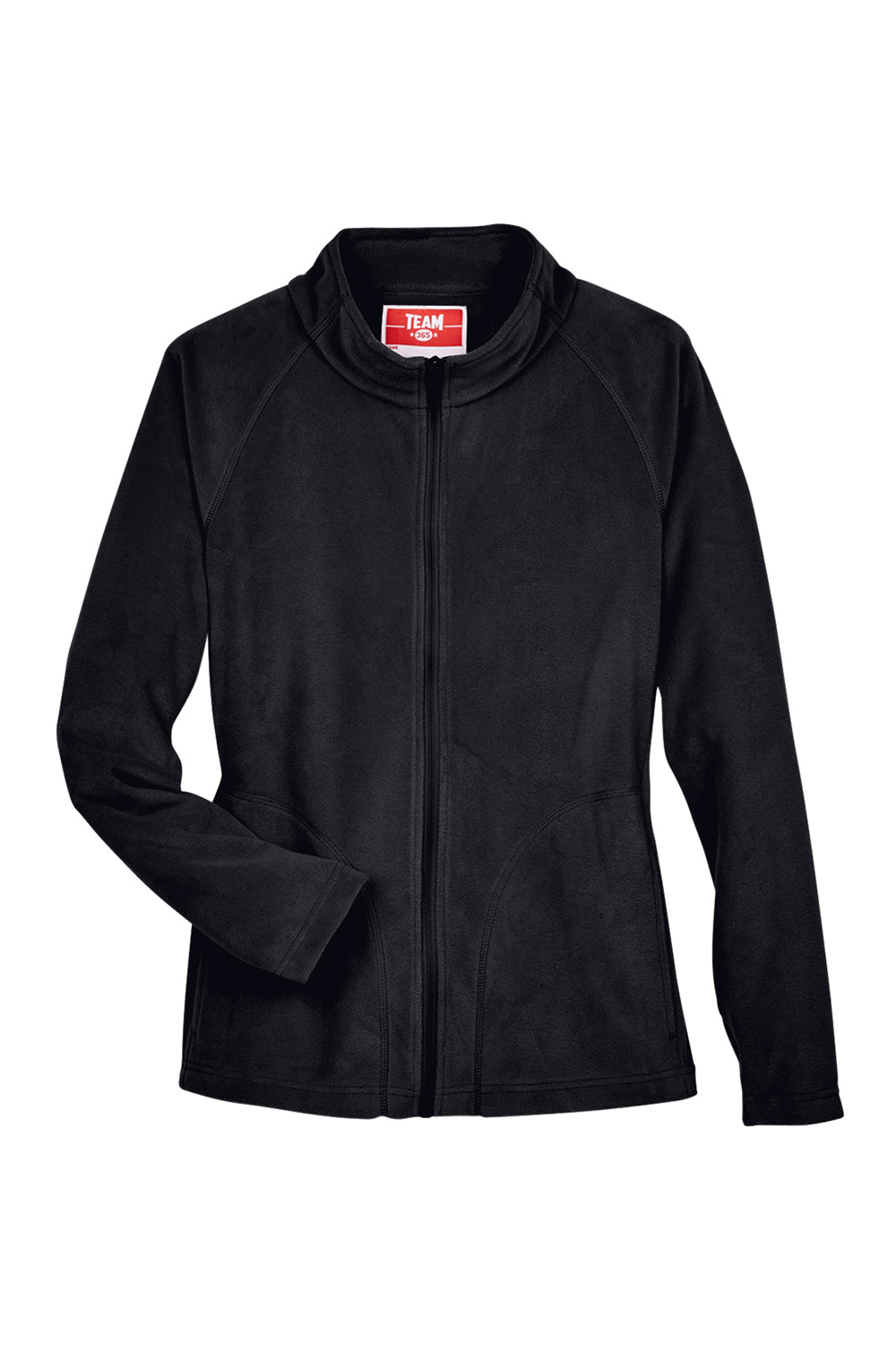 Team 365 TT90W Womens Campus Pill Resistant Microfleece Full Zip Jacket Black Flat Front