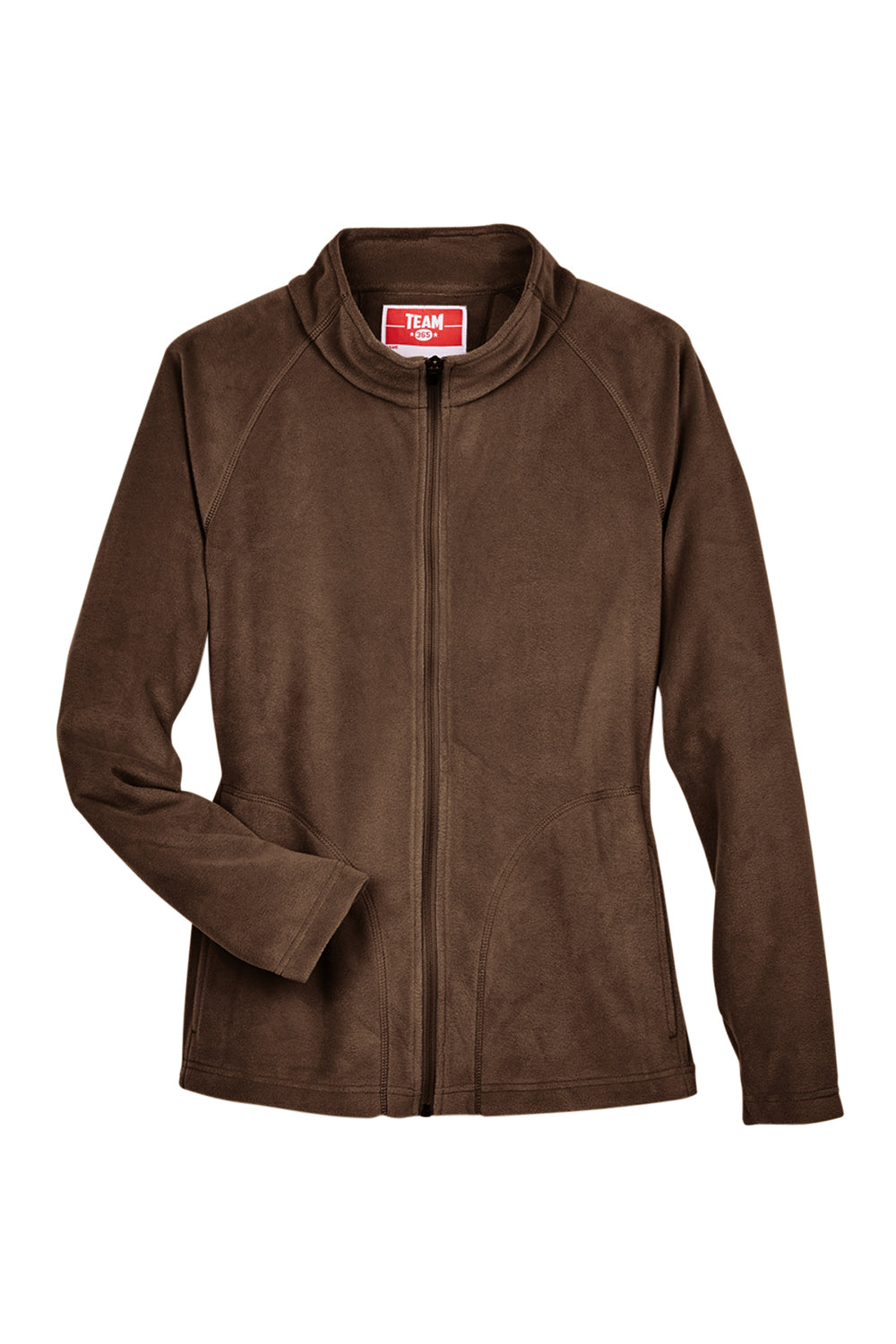 Team 365 TT90W Womens Campus Pill Resistant Microfleece Full Zip Jacket Dark Brown Flat Front