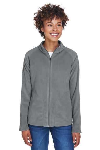 Team 365 TT90W Womens Campus Pill Resistant Microfleece Full Zip Jacket Graphite Grey Model Front